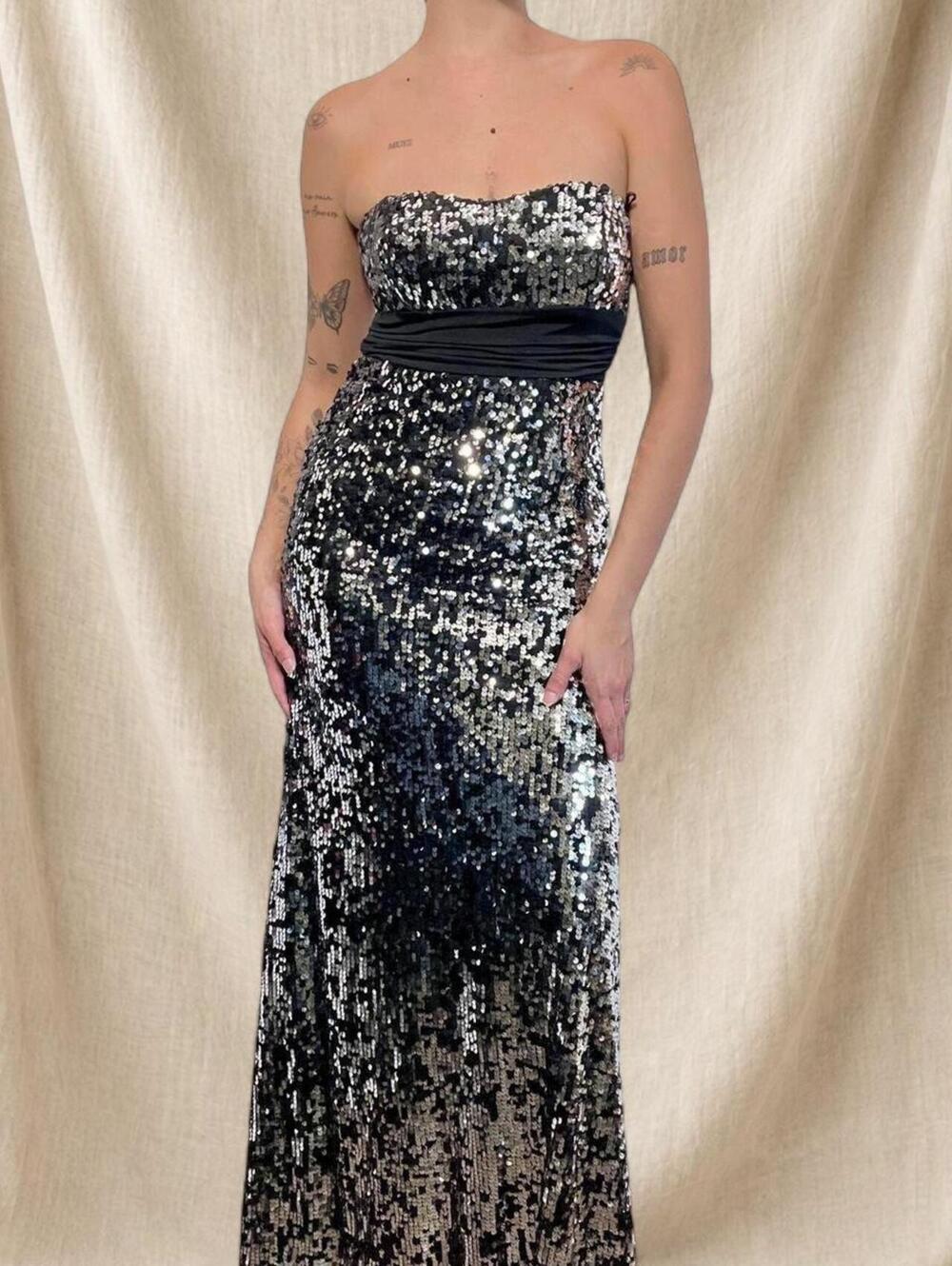 Speechless silver sequin maxi dress with cutout back detail